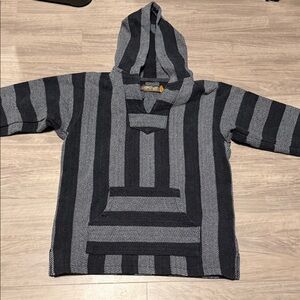 Retrofit Black and Gray Striped Hoodie Jacket